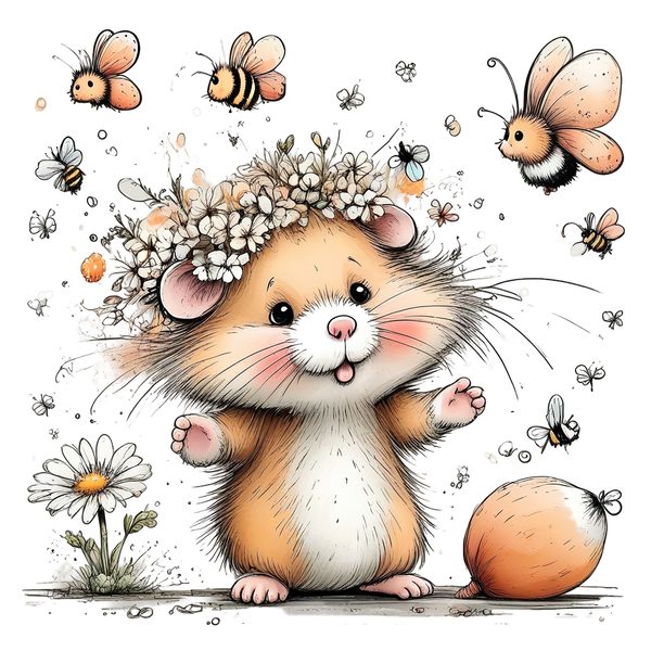 45 Whimsical Hamster Clipart Bundle | Watercolor Sketch Style | Commercial Use — image 23