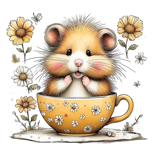 45 Whimsical Hamster Clipart Bundle | Watercolor Sketch Style | Commercial Use — image 27