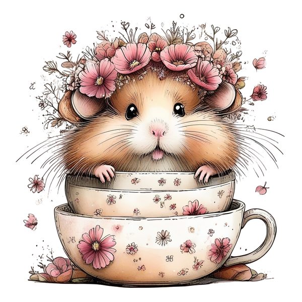 45 Whimsical Hamster Clipart Bundle | Watercolor Sketch Style | Commercial Use — image 28