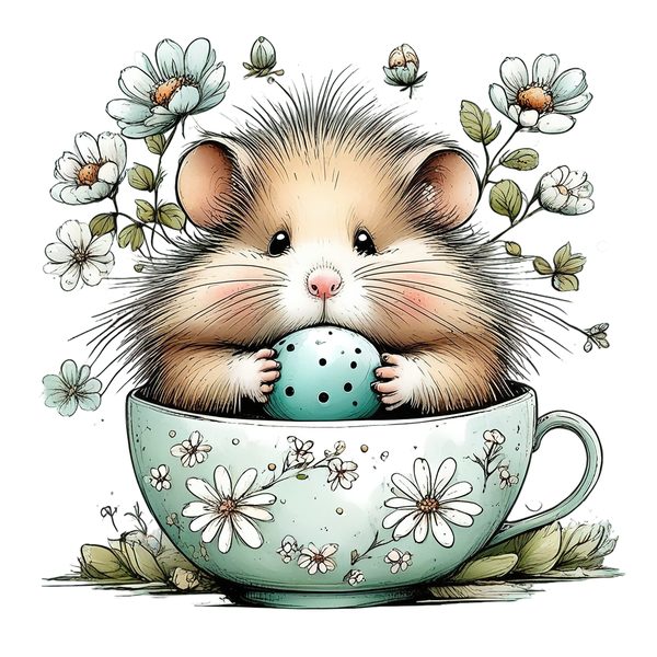 45 Whimsical Hamster Clipart Bundle | Watercolor Sketch Style | Commercial Use — image 29