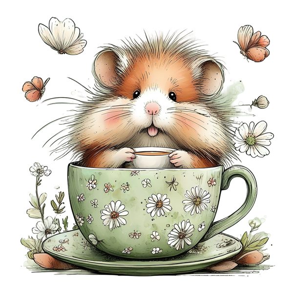 45 Whimsical Hamster Clipart Bundle | Watercolor Sketch Style | Commercial Use — image 30