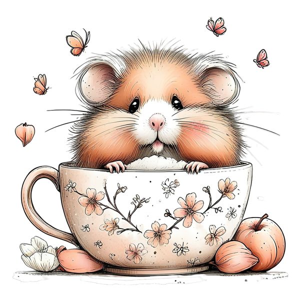 45 Whimsical Hamster Clipart Bundle | Watercolor Sketch Style | Commercial Use — image 31