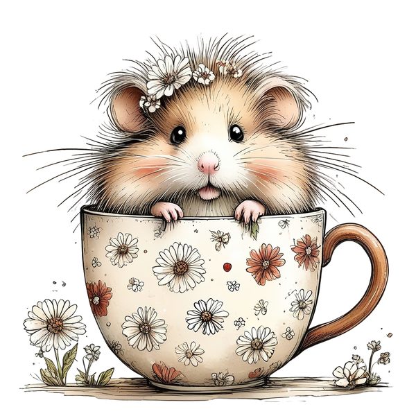 45 Whimsical Hamster Clipart Bundle | Watercolor Sketch Style | Commercial Use — image 32
