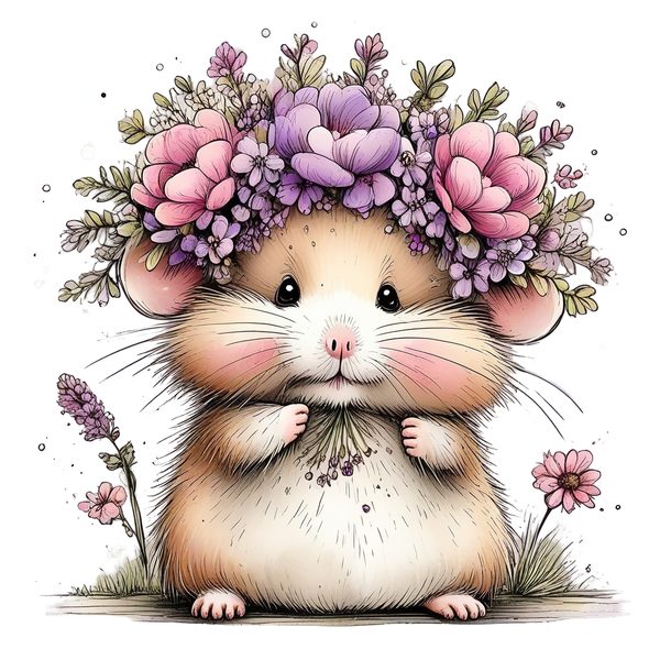 45 Whimsical Hamster Clipart Bundle | Watercolor Sketch Style | Commercial Use — image 33