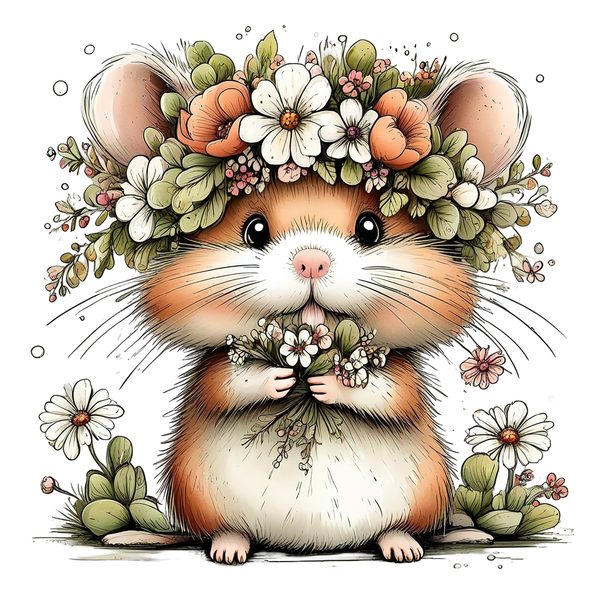 45 Whimsical Hamster Clipart Bundle | Watercolor Sketch Style | Commercial Use — image 34