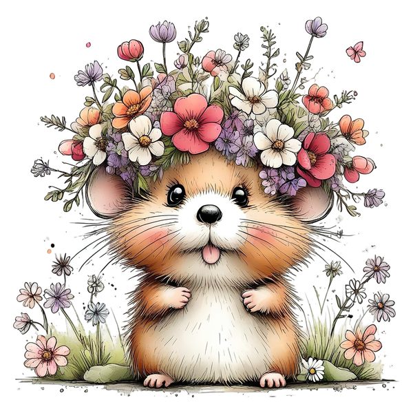 45 Whimsical Hamster Clipart Bundle | Watercolor Sketch Style | Commercial Use — image 35