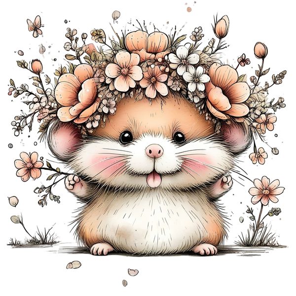 45 Whimsical Hamster Clipart Bundle | Watercolor Sketch Style | Commercial Use — image 36