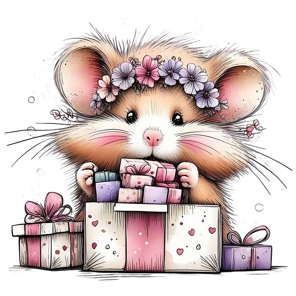45 Whimsical Hamster Clipart Bundle | Watercolor Sketch Style | Commercial Use — image 38