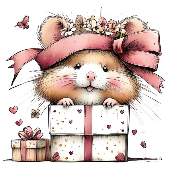 45 Whimsical Hamster Clipart Bundle | Watercolor Sketch Style | Commercial Use — image 39
