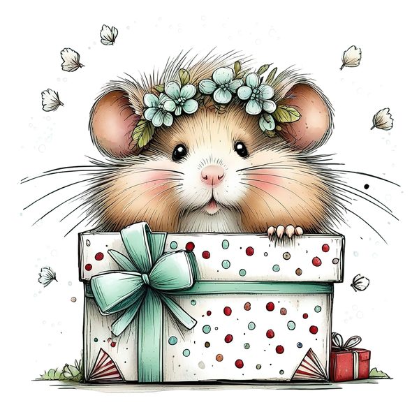 45 Whimsical Hamster Clipart Bundle | Watercolor Sketch Style | Commercial Use — image 40