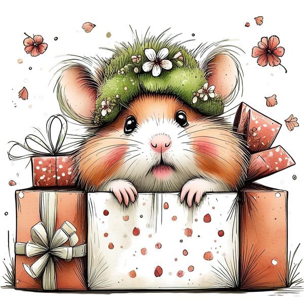 45 Whimsical Hamster Clipart Bundle | Watercolor Sketch Style | Commercial Use — image 41