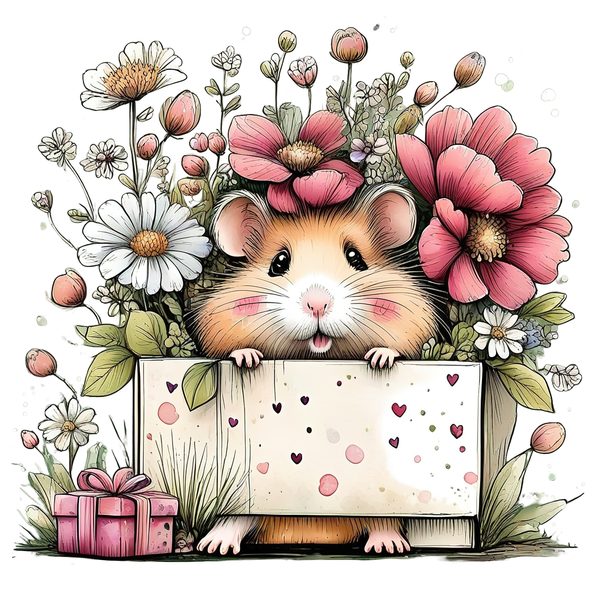 45 Whimsical Hamster Clipart Bundle | Watercolor Sketch Style | Commercial Use — image 42