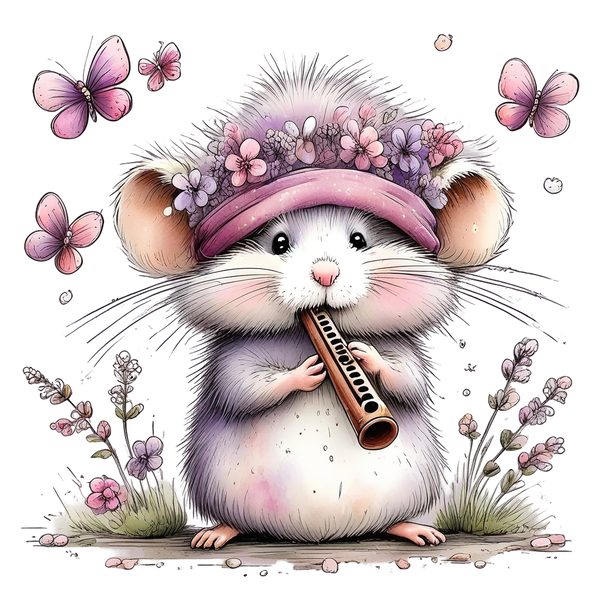 45 Whimsical Hamster Clipart Bundle | Watercolor Sketch Style | Commercial Use — image 45