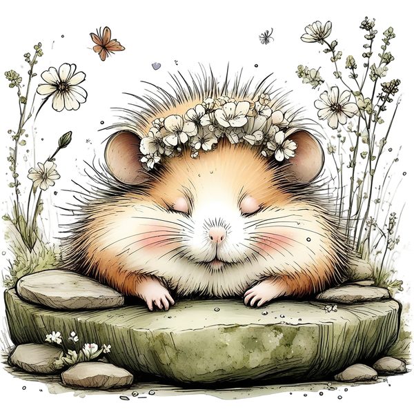 45 Whimsical Hamster Clipart Bundle | Watercolor Sketch Style | Commercial Use — image 48