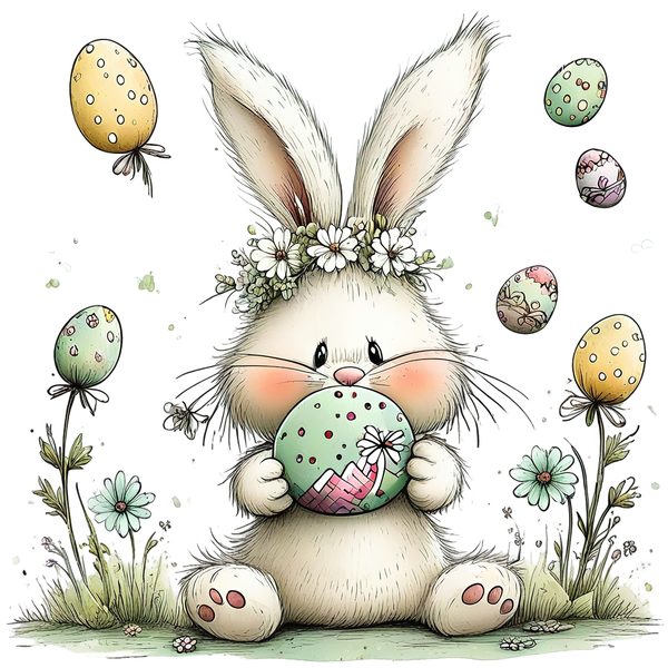 45 Whimsical Easter Animals PNG Bundle – Bunnies, Chicks | Watercolor Sketch Style | Commercial Use — image 24