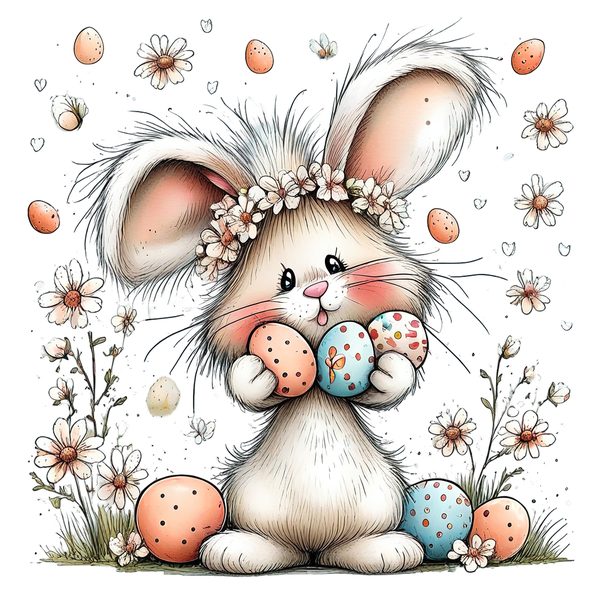 45 Whimsical Easter Animals PNG Bundle – Bunnies, Chicks | Watercolor Sketch Style | Commercial Use — image 25