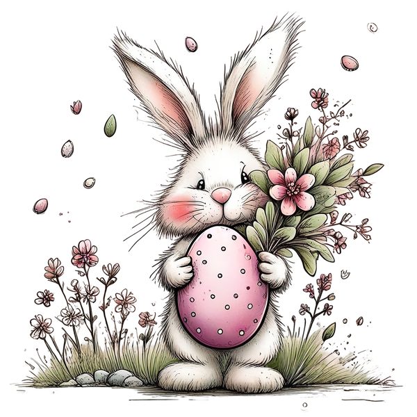 45 Whimsical Easter Animals PNG Bundle – Bunnies, Chicks | Watercolor Sketch Style | Commercial Use — image 26