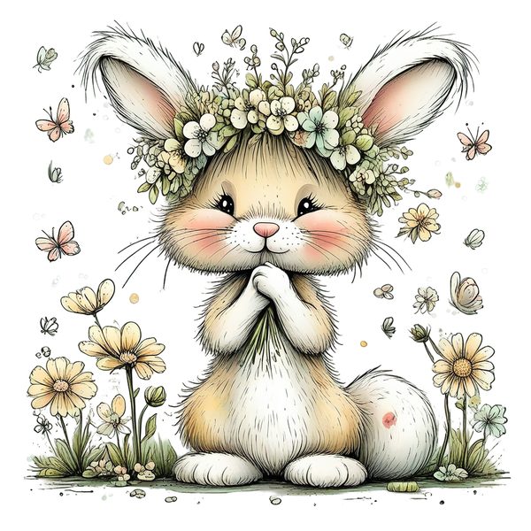 45 Whimsical Easter Animals PNG Bundle – Bunnies, Chicks | Watercolor Sketch Style | Commercial Use — image 27