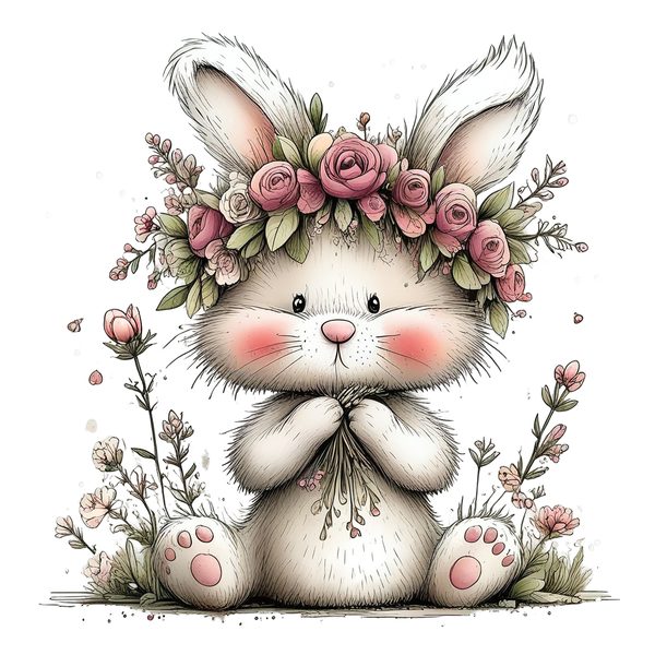 45 Whimsical Easter Animals PNG Bundle – Bunnies, Chicks | Watercolor Sketch Style | Commercial Use — image 30