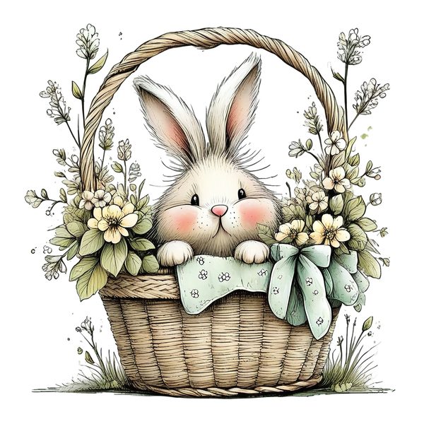 45 Whimsical Easter Animals PNG Bundle – Bunnies, Chicks | Watercolor Sketch Style | Commercial Use — image 31