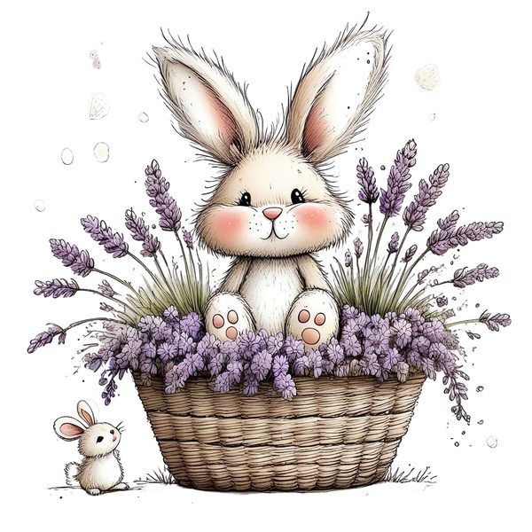 45 Whimsical Easter Animals PNG Bundle – Bunnies, Chicks | Watercolor Sketch Style | Commercial Use — image 32
