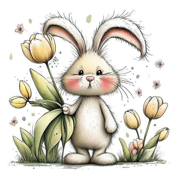 45 Whimsical Easter Animals PNG Bundle – Bunnies, Chicks | Watercolor Sketch Style | Commercial Use — image 35