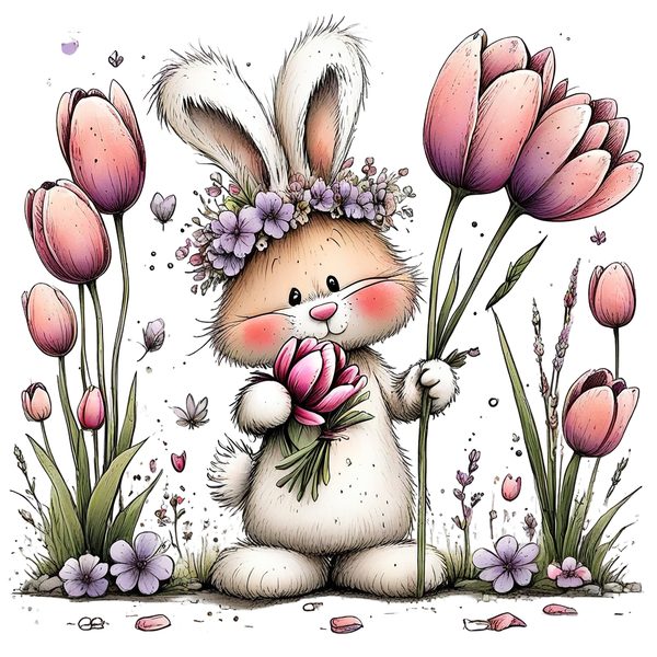 45 Whimsical Easter Animals PNG Bundle – Bunnies, Chicks | Watercolor Sketch Style | Commercial Use — image 36
