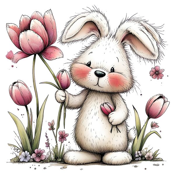 45 Whimsical Easter Animals PNG Bundle – Bunnies, Chicks | Watercolor Sketch Style | Commercial Use — image 37