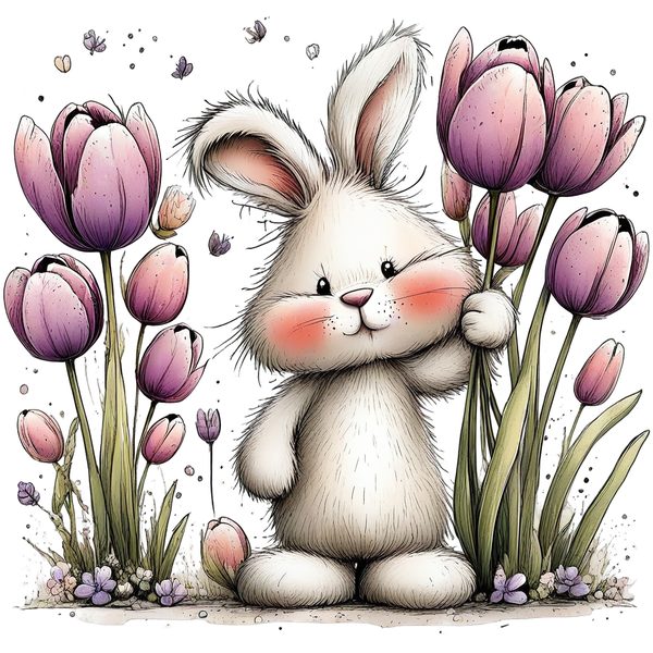 45 Whimsical Easter Animals PNG Bundle – Bunnies, Chicks | Watercolor Sketch Style | Commercial Use — image 38