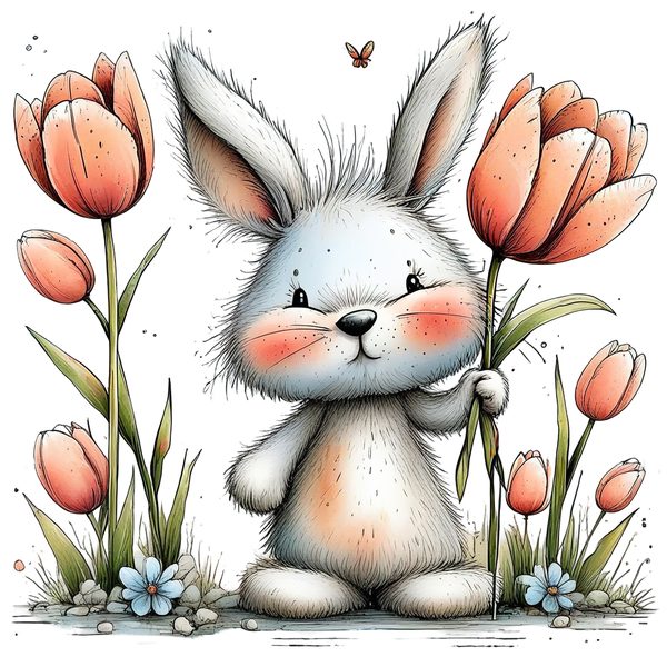 45 Whimsical Easter Animals PNG Bundle – Bunnies, Chicks | Watercolor Sketch Style | Commercial Use — image 39