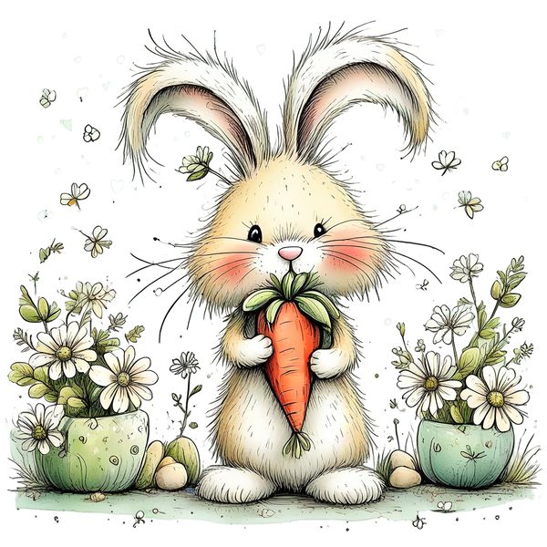 45 Whimsical Easter Animals PNG Bundle – Bunnies, Chicks | Watercolor Sketch Style | Commercial Use — image 43