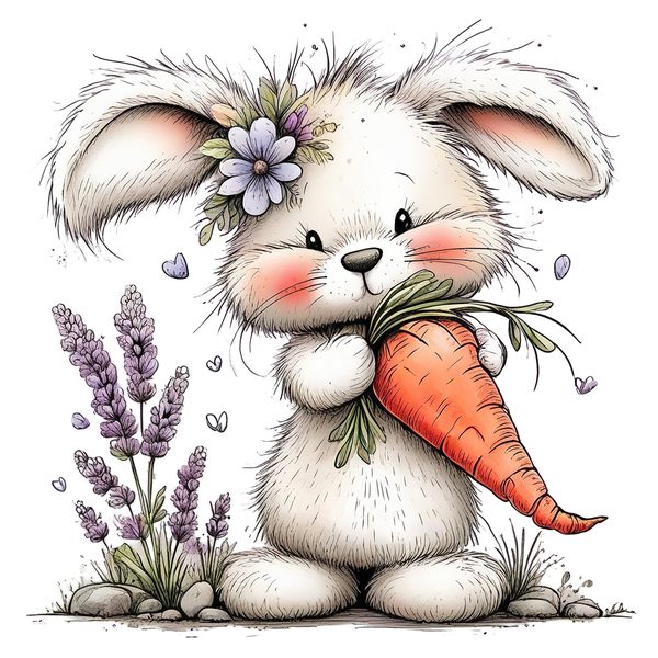 45 Whimsical Easter Animals PNG Bundle – Bunnies, Chicks | Watercolor Sketch Style | Commercial Use — image 44