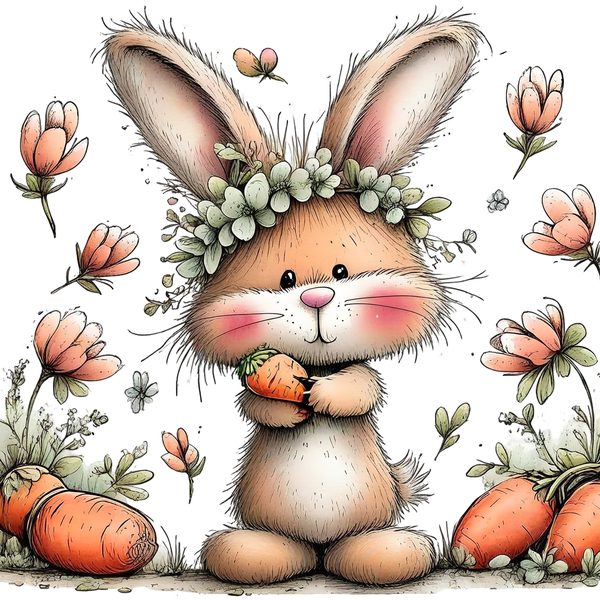 45 Whimsical Easter Animals PNG Bundle – Bunnies, Chicks | Watercolor Sketch Style | Commercial Use — image 46