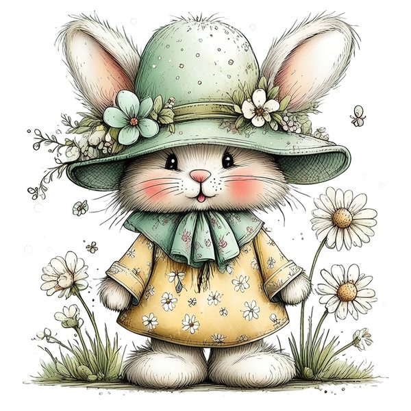 45 Whimsical Easter Animals PNG Bundle – Bunnies, Chicks | Watercolor Sketch Style | Commercial Use — image 47