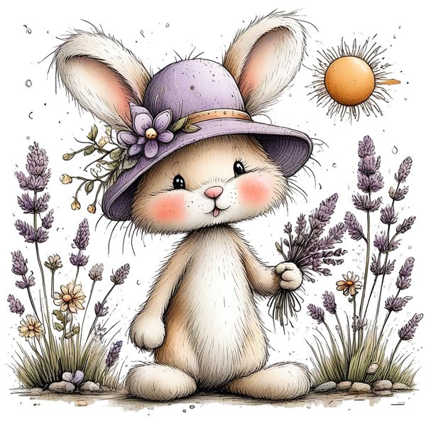 45 Whimsical Easter Animals PNG Bundle – Bunnies, Chicks | Watercolor Sketch Style | Commercial Use — image 48