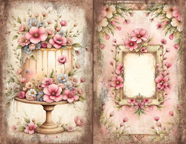 30 Whimsical Girls Journal Spreads: Printable Open Book Pages - Commercial Use JPGs — image 1