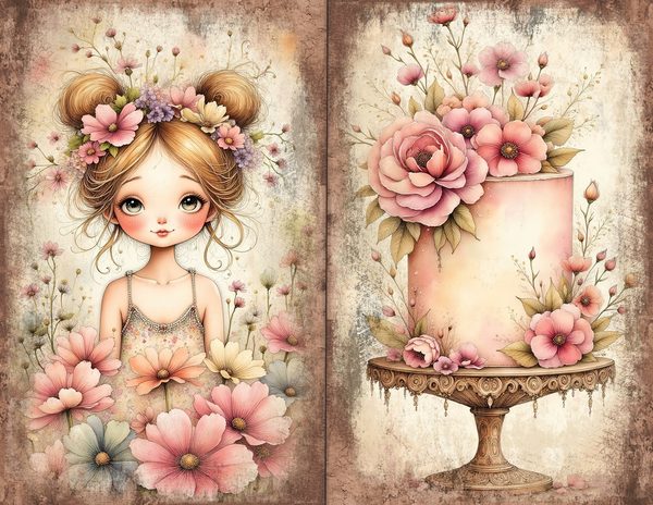 30 Whimsical Girls Journal Spreads: Printable Open Book Pages - Commercial Use JPGs — image 8
