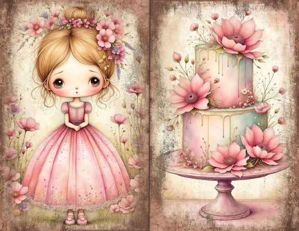 30 Whimsical Girls Journal Spreads: Printable Open Book Pages - Commercial Use JPGs — image 9