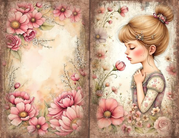 30 Whimsical Girls Journal Spreads: Printable Open Book Pages - Commercial Use JPGs — image 20