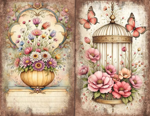 30 Whimsical Girls Journal Spreads: Printable Open Book Pages - Commercial Use JPGs — image 21