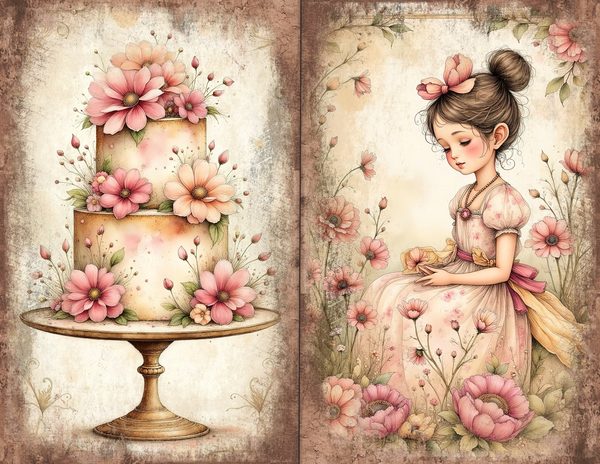 30 Whimsical Girls Journal Spreads: Printable Open Book Pages - Commercial Use JPGs — image 23