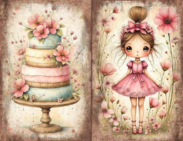 30 Whimsical Girls Journal Spreads: Printable Open Book Pages - Commercial Use JPGs — image 24