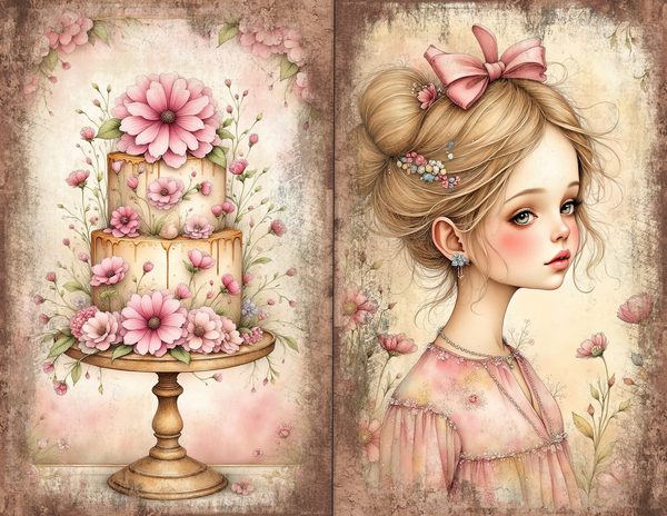 30 Whimsical Girls Journal Spreads: Printable Open Book Pages - Commercial Use JPGs — image 25