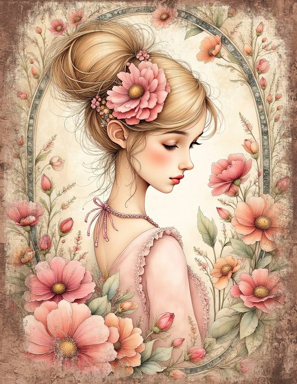 Whimsical Girls Junk Journal Pages: 60 Watercolor Digital Paper, Scrapbook Printables — image 5