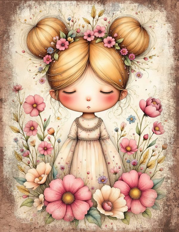 Whimsical Girls Junk Journal Pages: 60 Watercolor Digital Paper, Scrapbook Printables — image 10