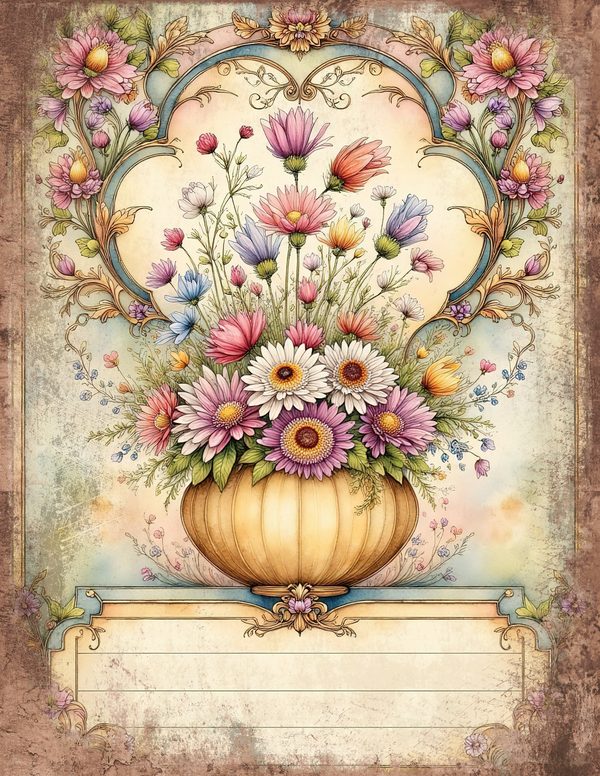 Whimsical Girls Junk Journal Pages: 60 Watercolor Digital Paper, Scrapbook Printables — image 32
