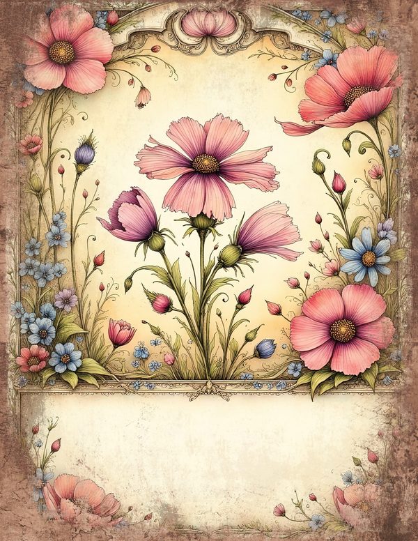 Whimsical Girls Junk Journal Pages: 60 Watercolor Digital Paper, Scrapbook Printables — image 35