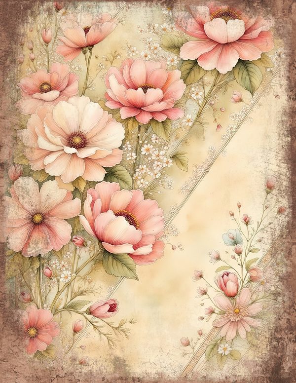 Whimsical Girls Junk Journal Pages: 60 Watercolor Digital Paper, Scrapbook Printables — image 39