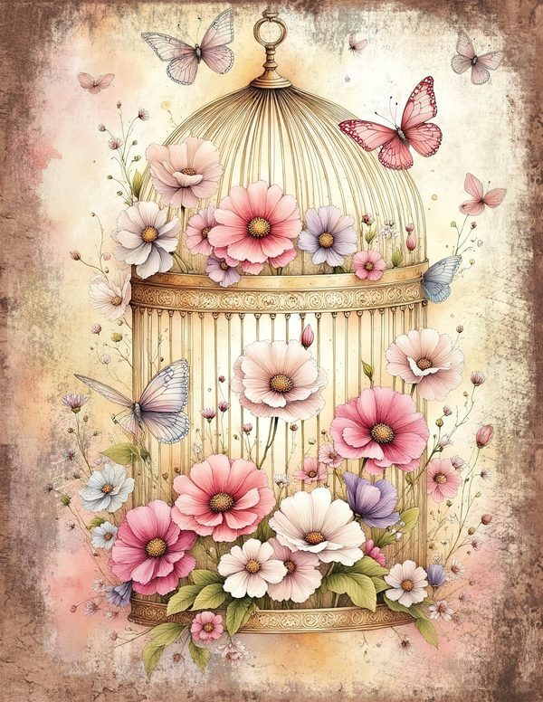 Whimsical Girls Junk Journal Pages: 60 Watercolor Digital Paper, Scrapbook Printables — image 49