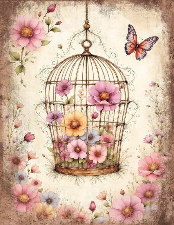 Whimsical Girls Junk Journal Pages: 60 Watercolor Digital Paper, Scrapbook Printables — image 50
